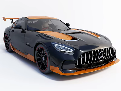 Mercedes Black And Orange High Performance Sports Car With Sleek Design 3d model