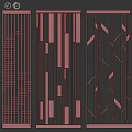 Modern Decorative Wall Panel With Black Gold Geometric Patterns And Vertical Lines
