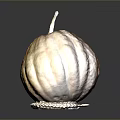 Decorative Pumpkin With Hand Drawn Design And Wicker Base On Black Surface