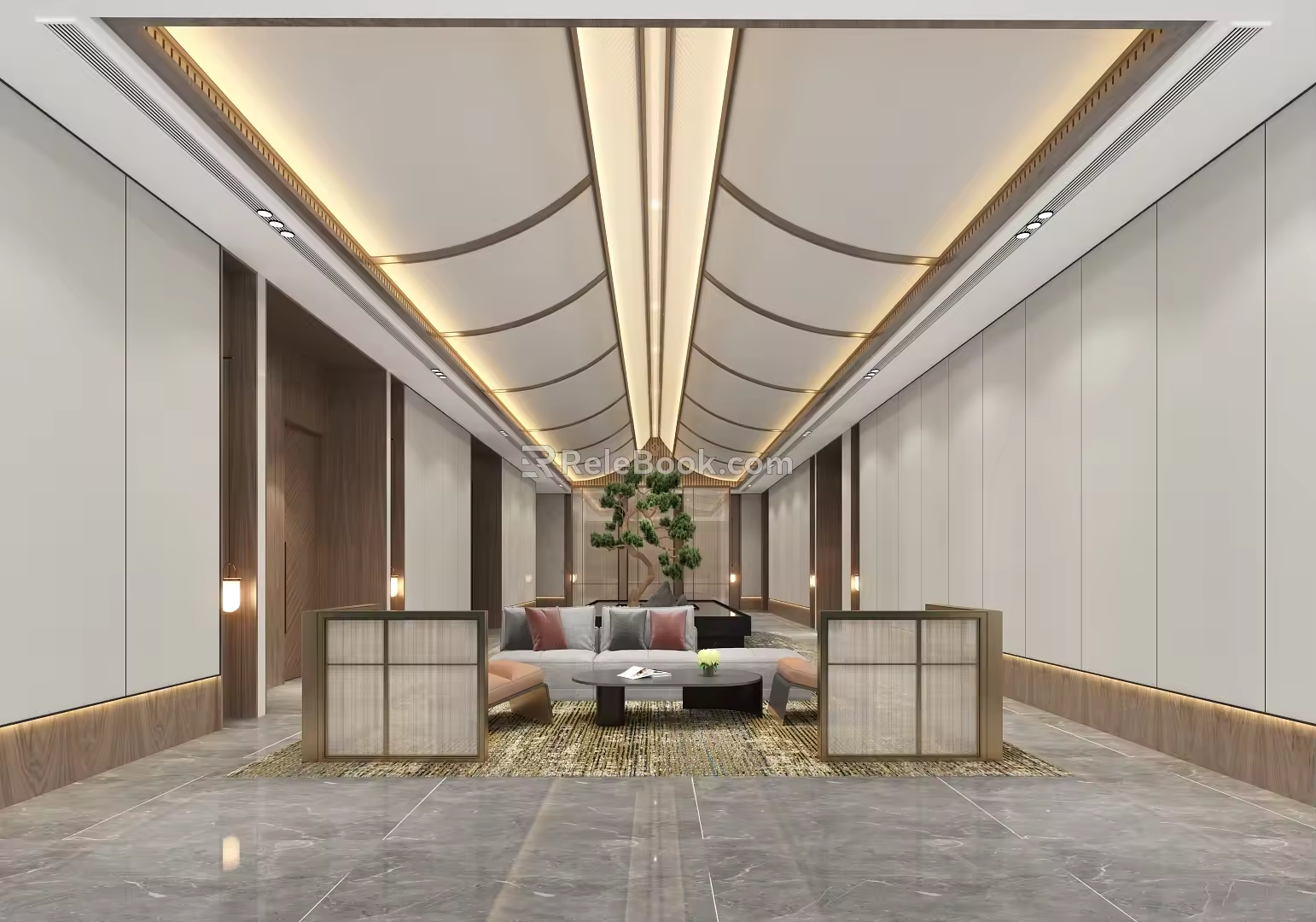 New Chinese Rest Area Aisle Atrium Rest Area Landscape Area 3d model