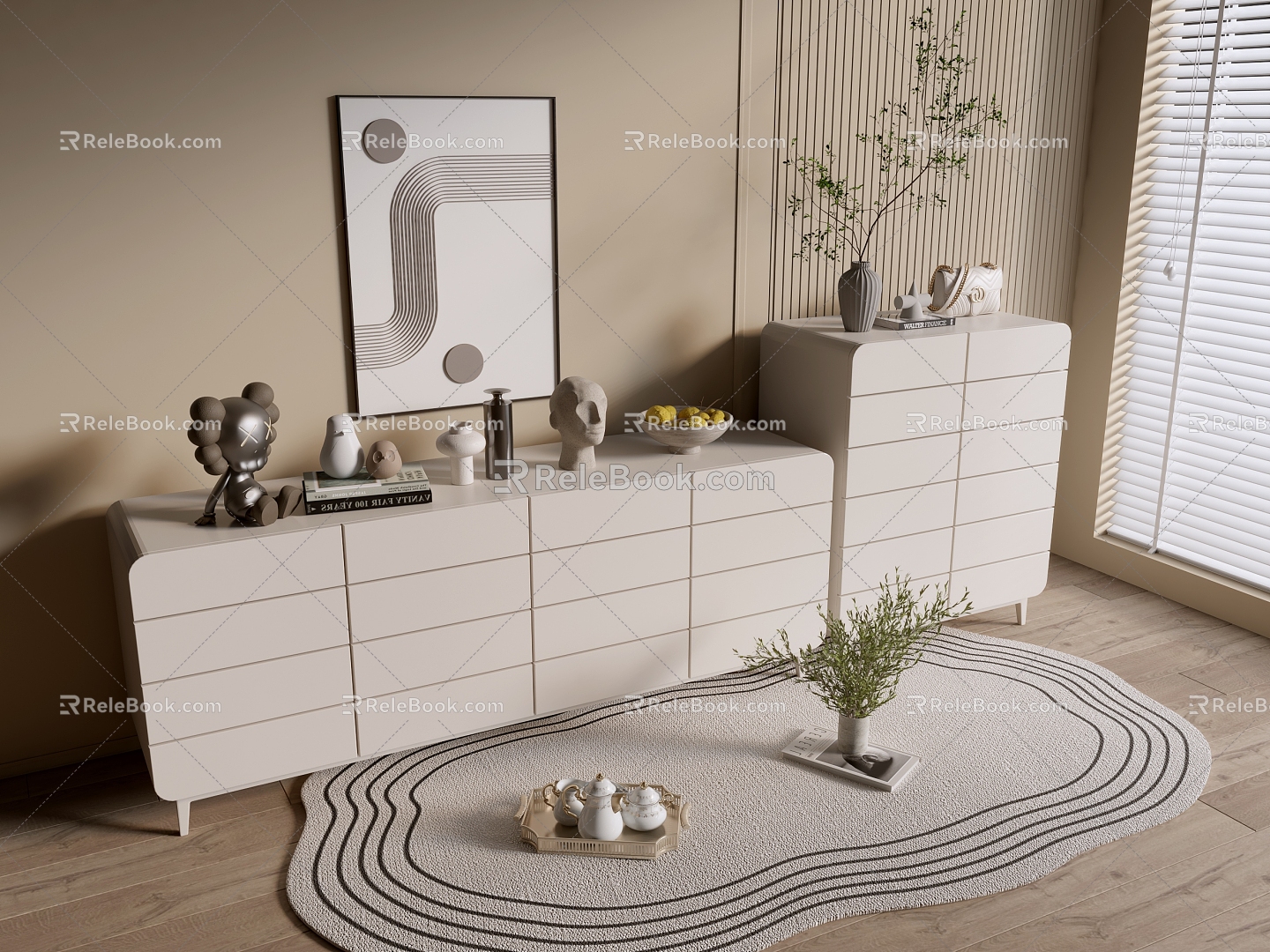 Modern Cream Style Cabinet Whole Cabinet Sideboard Cabinet Balcony Cabinet Storage Cabinet Entrance Cabinet 3d model