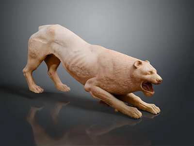 Game Movie Character Lion Sculpture Displaying Fierce Muscular Attack Pose 3d model