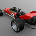 Classic Lotus Racing Car With Red Gold Body Large Wheels And Pioneer Sponsorship Logos