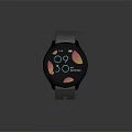 Smartwatch With Round Dial Gray Strap Screen Displaying Time Date Steps Heart Rate Weather 3d model