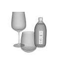 Elegant Glassware Collection Featuring Wine Glass Tumbler and Clear Water Bottle