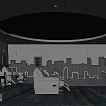 Home Theater Room With Starry Sky Ceiling Comfortable Reclining Seats And Illuminated Wall Panels