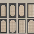 Stylish Decorative Panels With Black Frames And Beige Woven Texture In Various Shapes 3d model