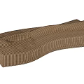 Curved Wooden Striped Landscape Seat Featuring Modern Design For Outdoor Use