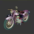 Classic Vintage Motorcycle With Black Body Silver Engine Round Headlight And Rearview Mirror