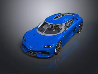 Blue Modern Sports Car With Sleek Aerodynamic Design And Glossy Exterior 3d model