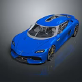 Blue Modern Sports Car With Sleek Aerodynamic Design And Glossy Exterior