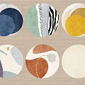 Round Rugs with Colorful Abstract Patterns for Modern Home Interior Decor 3d model