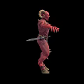 Red Skinned Fantasy Game Movie Character with Ram Horns Muscular Build Spiked Arms Standing Pose
