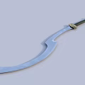 Traditional Curved Sword Weapon With Green Gold Handle And Silver Blade