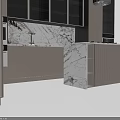 Modern Kitchen Interior With Dark Cabinets Marble Island Countertop And Appliances