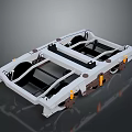 Industrial Mobile Platform Base With White Metal Frame Black Beams And Orange Wheels