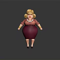 Cartoon Female Character With Blonde Curly Hair Pearl Necklace Polka Dot Top And Maroon Skirt