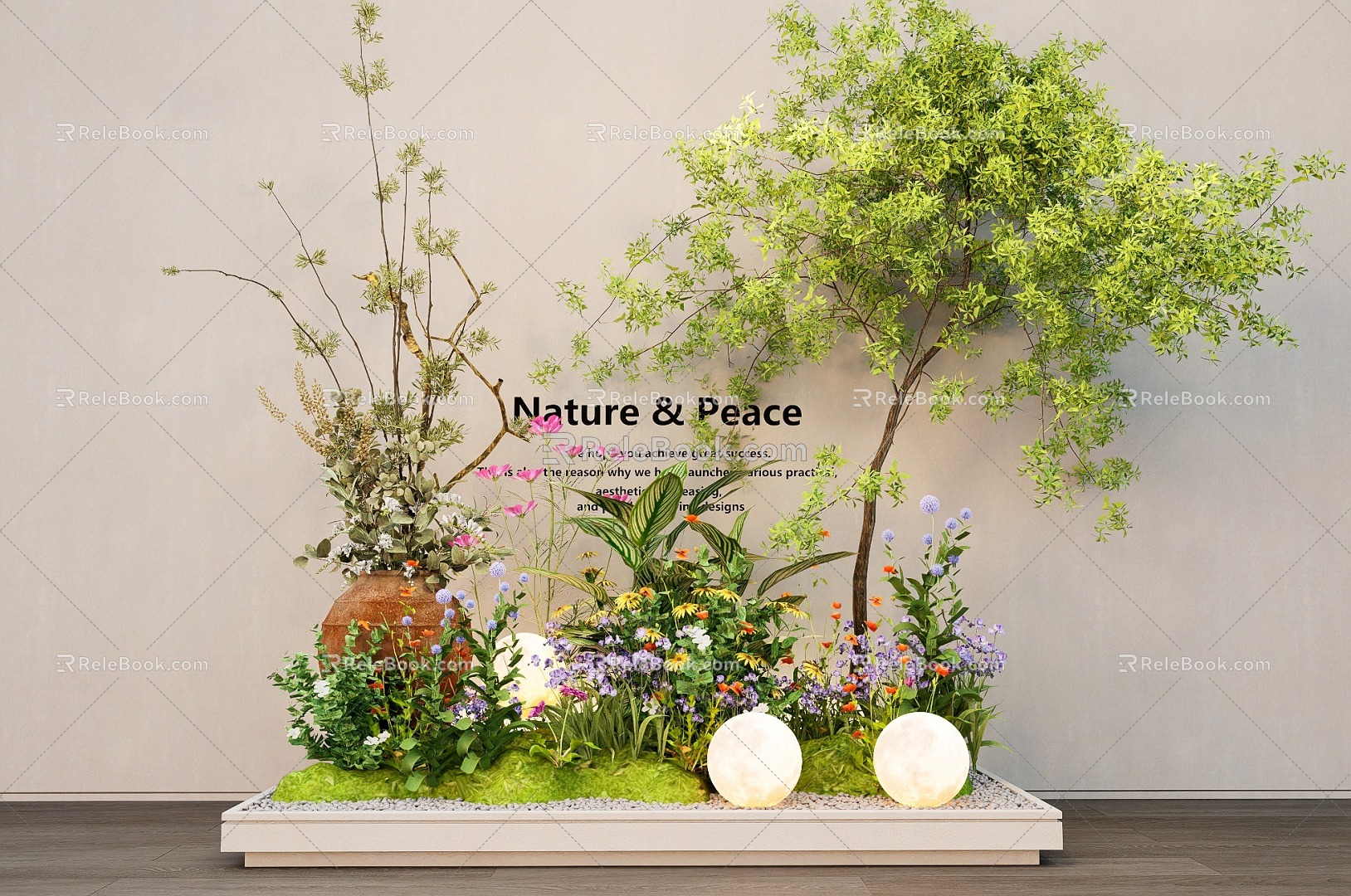 Plant Combination Flower Box Potted Plant Bonsai Flower Box Green Plant Flower Group 3d model