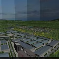 Aerial View Urban Planning With Industrial Buildings River Green Spaces And Cargo Area