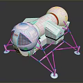 White Space Lander Featuring Red Stripes and Landing Legs Modern Design for Exploration