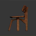 Unique Wooden Leisure Chair With Curved Backrest And Artistic Sturdy Legs Design