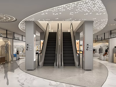 Modern shopping mall shopping mall elevator clothing store 3d model