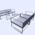 Modern Minimalist Outdoor Sofa Set With Metal Frame And Coffee Table