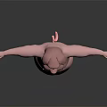 3D Cartoon Pig Character With Pink Chubby Body Arms Outstretched Standing Pose