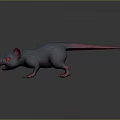 3D Rendered Fantasy Rat With Blue Body Pink Ears Claws Tail And Red Eyes