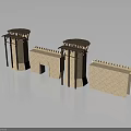 Ancient Defensive Fortress Architecture With Stone Brick Walls Towers Archway And Battlements