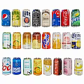 Assorted Beverage Cans With Different Brands And Various Flavors On 3d model