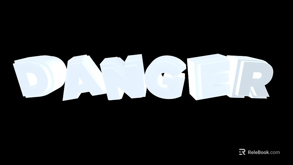 Garden Ornaments With White 3D Danger Letters On Black Background 3d model 