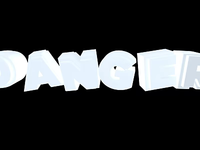 Garden Ornaments With White 3D Danger Letters On Black Background 3d model