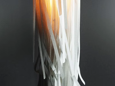 Modern Wall Lamp With Fringed White Gray Strips And Warm Orange Light For Interior Decor 3d model