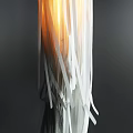 Modern Wall Lamp With Fringed White Gray Strips And Warm Orange Light For Interior Decor