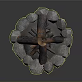Outdoor Stone Fire Pit With Circular Surround And Burning Logs Flames
