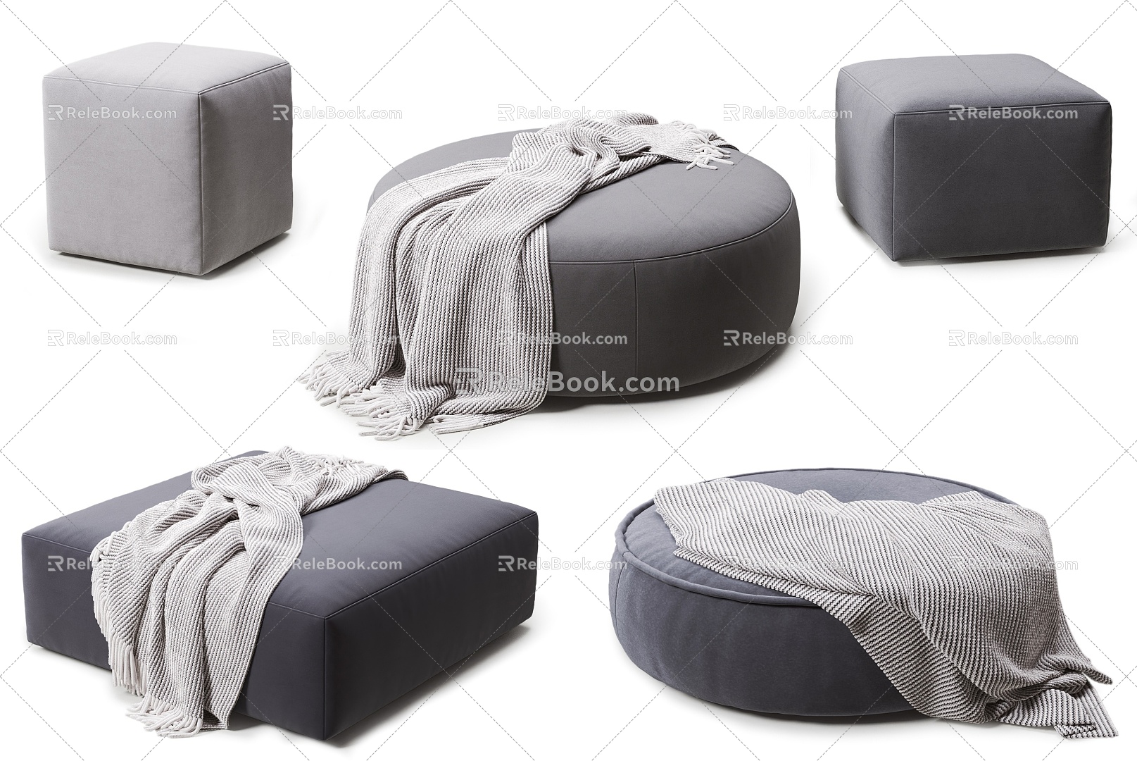 Modern sofa stool stool cushion combination 3d model