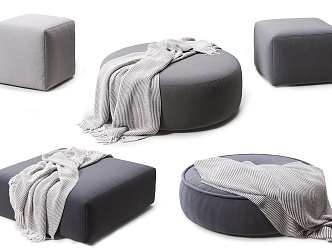 Modern sofa stool cushion combination 3d model