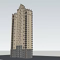 High Rise Building Classical Exterior Design With Beige And Gray Facade Decorative Top And Windows