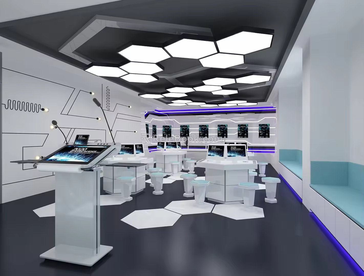 School Classroom Multimedia Classroom Science Classroom Desks and Chairs Experimental Classroom Chemistry Classroom 3d model