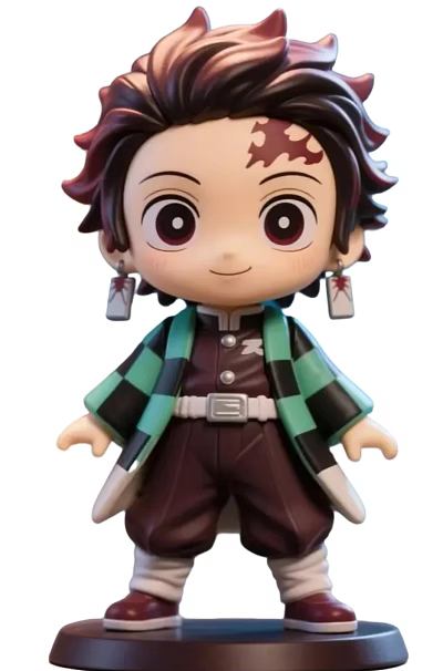 Adorable Character Doll with Checkered Coat Dangling Earrings and Happy Expression 3d model