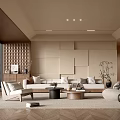 Elegant Light Luxury Living Room Interior With Sofa Coffee Table And Herringbone Floor