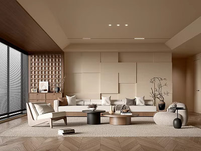 Living Room Living Room Mid-ancient Style Sofa Coffee Table Combination Leisure Sofa Chair Decoration Ornaments Background Wall 3d model
