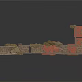 Traditional Architectural Eave Corner With Intricate Red And Golden Decorative Carvings