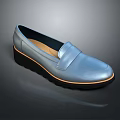 Light Blue Leather Loafers With Black Sole And Orange Trim For Comfortable Daily Wear