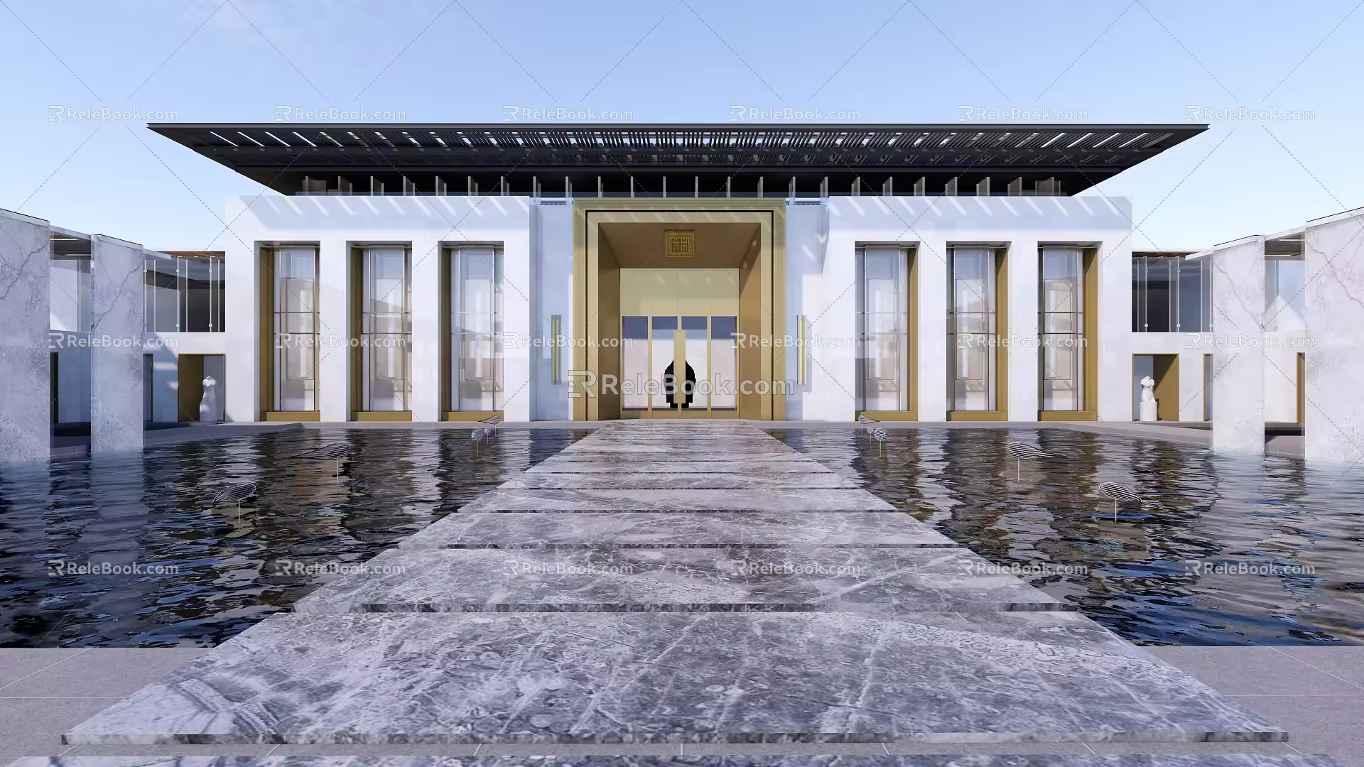New Chinese-style Sales Office Building Demonstration Area 3d model