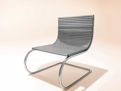 Modern Leisure Chair With Striped Seat Backrest And Curved Metal Frame 3d model