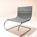 Modern Leisure Chair With Striped Seat Backrest And Curved Metal Frame