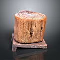 Organic Plant Stump With Natural Wood Texture Placed On Wooden Base Stand