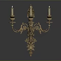 Golden Ornate Vintage Candelabra Lamp Featuring Decorative Carved Details And Elegant Lighting Design